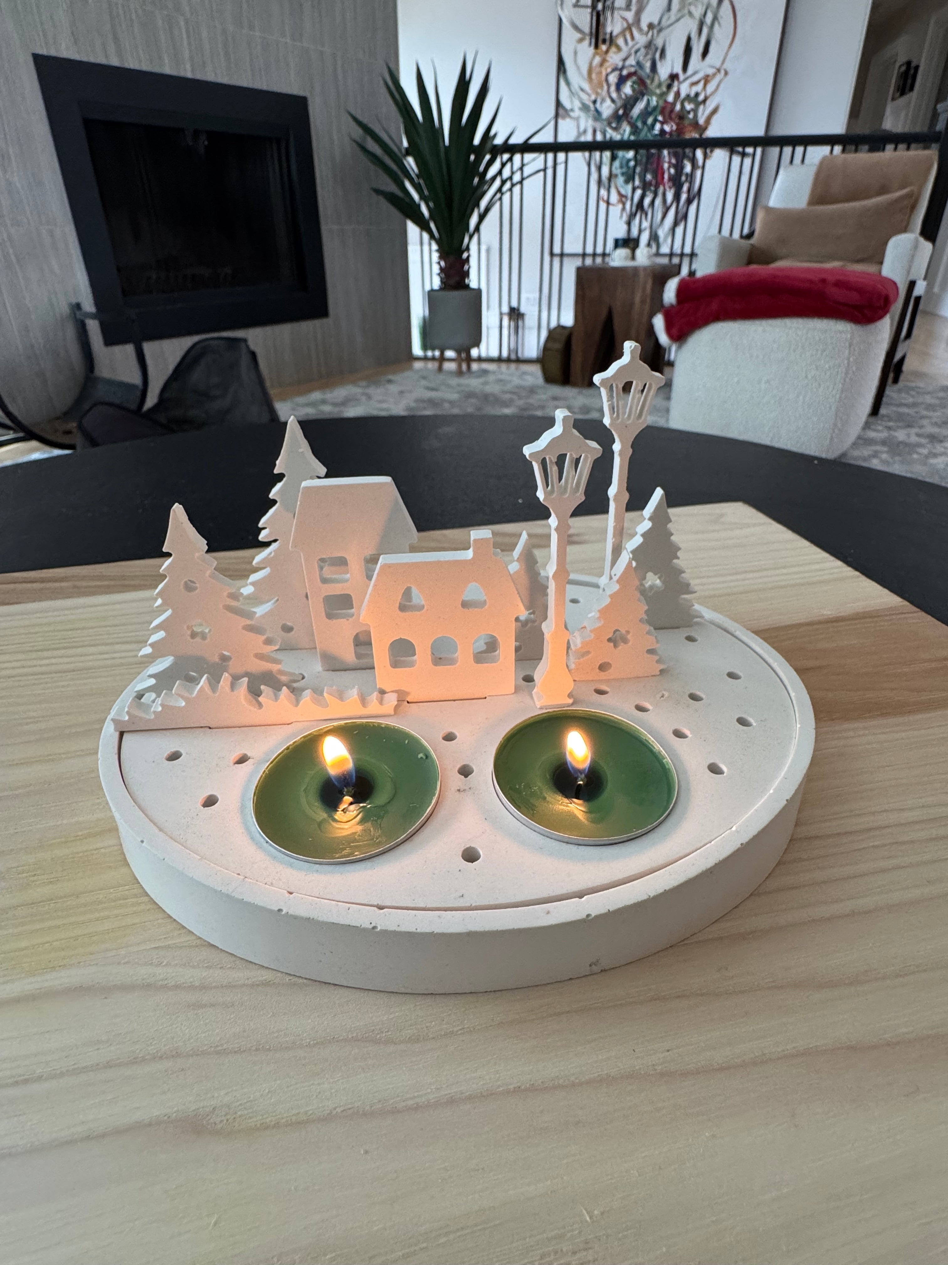 Snow light Village Candle Holder